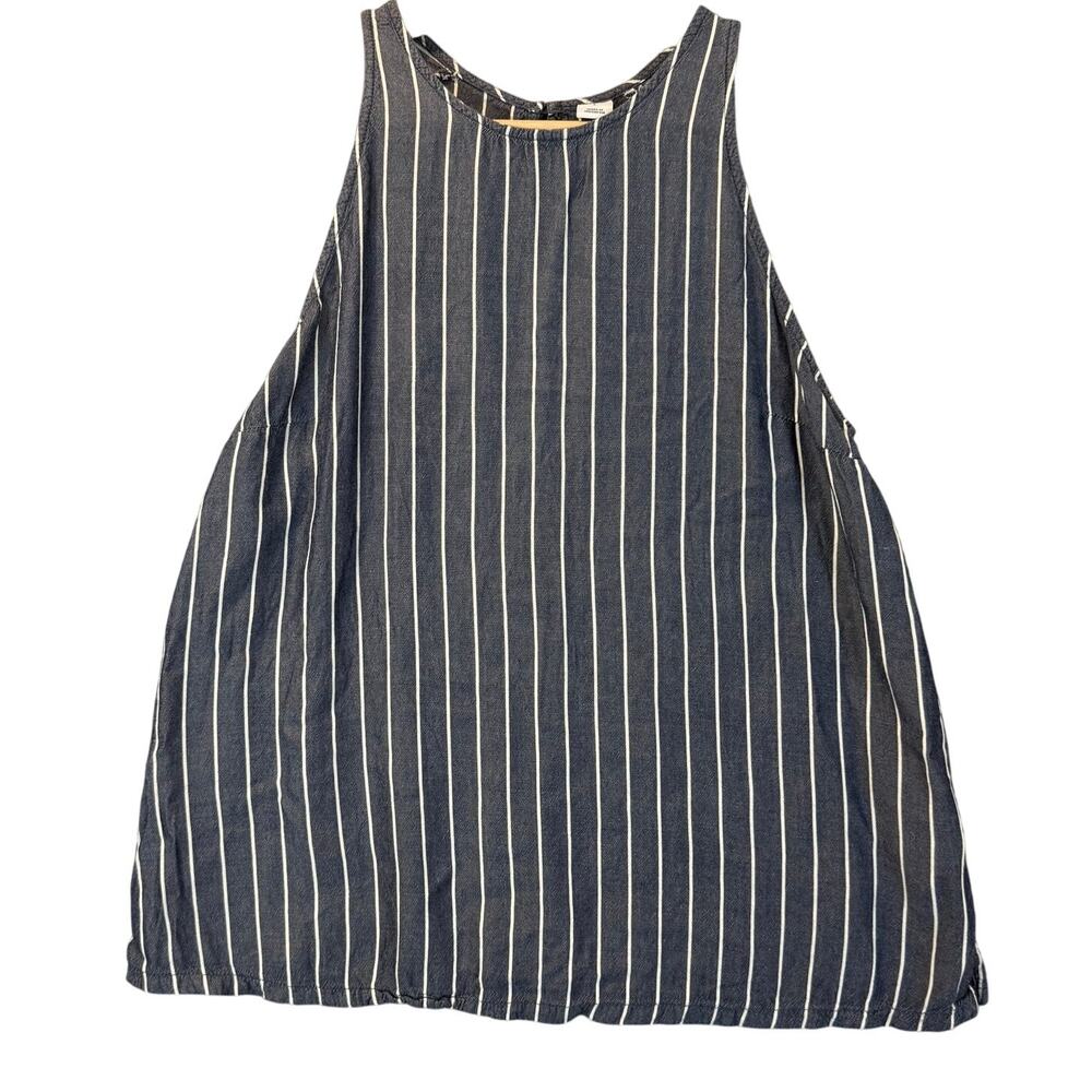 Old Navy Swing High Neck Tank Top Navy Blue White Stripe S Small